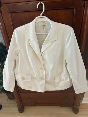 Talbots White Cotton-Blend Women's Blazer